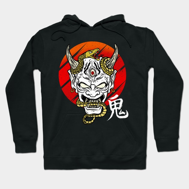 Japanese Devil Art Mask Demon Oni Harajuku T-Shirt Hoodie by biNutz